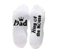 Flo Novelty Cotton Mid Calf Socks With Funny Slogans, King Of The House, White