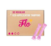 Flo Organic Cotton Applicator Regular Tampons - Absorbent, Soft, Smooth Applicator - Regular Flow Tampons - 32 Tampons