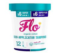 Flo Organic Cotton Applicator Tampon Combo Pack 6 Super + 6 Super Plus Tampons