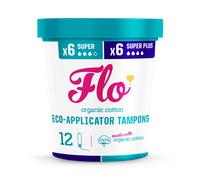Flo Organic Cotton Applicator Tampon Combo Pack 6 Super and 6 Super Plus