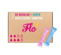 FLO Tampons with Applicator, Made from 100% Organic Cotton, Biodegradable & Ultra-Absorbent - Combo Pack 16 Regular & 16 Super Tampons