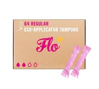 Flo Organic Cotton Applicator Tampons - Absorbent, Soft, Smooth Applicator - Regular Flow Tampons - 64 Tampons Bulk Pack