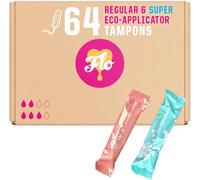 FLO Tampons with Applicator, Made from 100% Organic Cotton, Biodegradable & Ultra-Absorbent - Combo Pack 32 Regular & 28 Super Tampons