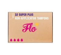 Flo Organic Cotton Non-Applicator Super Tampons - Absorbent, Soft - Super Flow Tampons - 32 Tampons