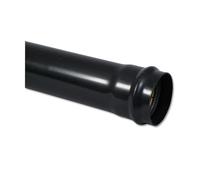 Flo Plast Black Soil Pipe Single Socket End 3 Metre 110mm Weatherproof Drainage SP3.BL - Pack of 2