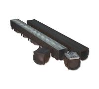 Flo Plast Galvanised Channel Drain Garage Pack 3x1m with End Cap & Outlet D751