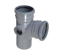 Flo Plast Grey 92.5° Soil Pipe Branch uPVC Waste Water Distribution 10 Year Guarantee SP190.G