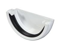 Flo Plast Half Round Gutter Stop End External White 112mm x 52mm System RE1.W - Pack of 4