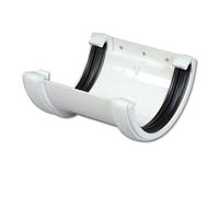 Flo Plast Half Round Gutter Union White 112mm x 52mm System Joint Connector RU1.W - Pack of 4