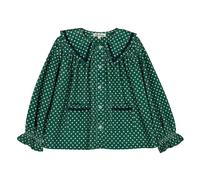 Flo Polka-Dot Ribbed Velvet Blouse Green 3 years