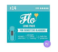 Flo Sensitive Bladder Bamboo Long Pads with Wings (14 pads) - Discreet, Medium Incontience, Ultra Thin + Hypoallergenic