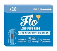 Flo Sensitive Bladder Bamboo Long Plus Pads with Wings - Discreet, Ultra-Thin, Hypoallergenic - Odour Control - 10 Pads