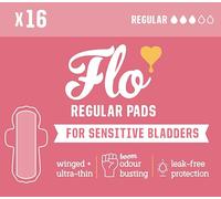 Flo Sensitive Bladder Bamboo Pads with Wings - Discreet, Ultra-Thin, Hypoallergenic - Light Incontinence, Odour Control Protection - 16 Pads