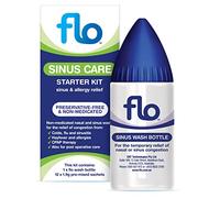 FLO Sinus Relief, Sinus Rinse Starter Kit With 12 Pre-Mixed Packets for Nasal Wash, Preservative-Free and Non-Medicated, Nose Cleaner Adult