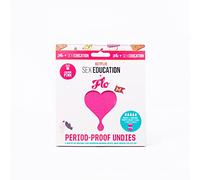 FLO x Sex Education | Women's Hip Hugging, Period/Leakproof, Flow-Absorbing, Washable Underwear Briefs | Made from Better Cotton | Pink - M (UK 12-14)