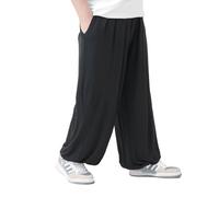 FloAPa Men's Yoga Trousers Kung Fu Training Trousers Casual Harem Trousers Big Size Wide Legging Pants Jogging Pants Bloomers for Men Women,Black,5XL