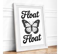 Float Among Words Botanical Framed Wall Art Print A4 White