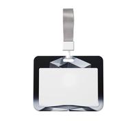 Float Cube Art Id Badge Holder with Lanyard-Horizontal Card Protector, Clear Abs Hard Shell for Work Office Events