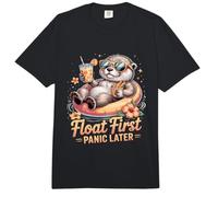 Float First Panic Later Cute Summer Otter Comfort Colors Adult Heavyweight T-Shirt