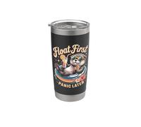 Float First Panic Later Cute Summer Otter Stainless Steel Insulated Tumbler