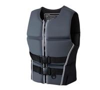 Float Jacket with Zipper and Whistle, Adjustable Neoprene Float Jacket for Kayaking Fishing Boating, Water Sports(LetterGray,XXL)