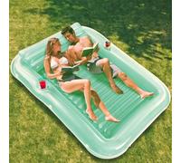 Float Joy Inflatable Sea Mat for Swimming Pool Adults Giant Inflatable Mattress, 178 x 114 cm, Tanning Pool Inflatable Chair with Cup Holder
