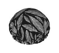 Float Like A Feather Black Waterproof Shower Cap,Elastic Bathing Hair Cap Environmental Protection Hair Bath Caps, Double WaterproofBathing Shower Hat