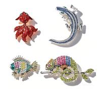 Floatdream 4 Pieces Tropical Fish Brooch Pin Golden Fish Boho Animal Brooch Pin for Hat Bag Suit Dress