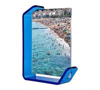 Floating Acrylic Photo Frame 4x6 Double Sided Modern(Lake Blue) | Double-sided viewing, sl loating look, fits 4x6 photos, modern L-shape, living room office