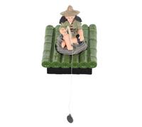 Floating Aquarium Fisher Figurine with Feeding Guide, 6.5cm PVC | Realistic Fisherman on Raft, Buoyant Base for Aquarium and Fairy Garden Scenes