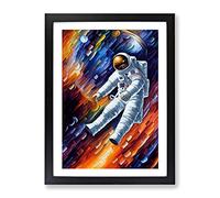 Floating Astronaut No.2 Framed Print | A2 Black Framed Wall Art | Ready to Hang | Modern Space Picture | Living Room Bedroom Lounge Office