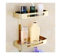 Floating Bathroom Shelf Square Shower Caddy Corner Soap Holder 2 Tier Wall for Shampoo & Ses Draina Rack Slish d Design Perfect for Kitchen & Bath