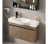 Floating Bathroom Sink Cabinet with Ceramic Vanity Top, Large Two-Door Storage, Easy Assembly, Modern Design, Space-Saving, 75x48x24 cm