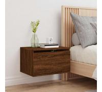 vidaXL Wall-mounted Bedside Cabinet with LED Lights Brown Oak