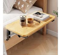 Floating Bedside Shelf Small Folding Bed Mounted Side Table Tray Clip On Nightstand Wood Tabletop with Metal Frame for Dorm Rooms Apartments Bedrooms with Limited Space C,20 * 30CM