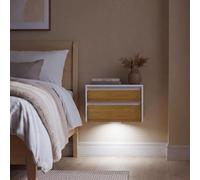 Floating Bedside Table Table Motion Light & 2 Push-To-Open Drawer Wall-Mount Cabinet,sobuy Fbt175-E-Wn