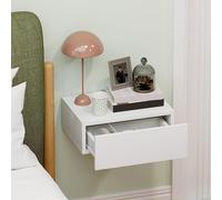 Homcom Floating Bedside Table, Wall-Mounted Side Table For Bedroom, White White