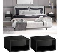 Homcom Floating Nightstands Set Of 2, Bedside Table W/ Drawer And Open Shelf In Black Black