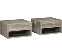 Floating Bedside Tables x 2 Wall Mounted Nightstands Drawer Shelf Storage
