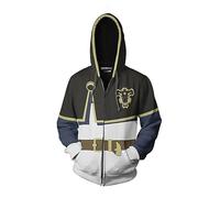 FLOATING Black Clov-er Anime Unisex Jumpers, Hip Hop Casual Cool Graphic Streetwear for Kids Adult, Breathable Long Sleeve Hoodies Jackets Tops with Zip-Multicolor||L