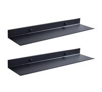 Floating Black Metal Wall Shelf 50cm Narrow Design No Drilling Needed Ideal for Kitchen & Bathroom Decor Perfect for Art Display and Storage Solutions