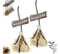 Floating Broom Halloween, Animated Witch Broom, Flying Moving Broomstick with Spooky Sounds, Dancing Magic Witch Broomstick for Indoor & Outdoor Porch Halloween Party Decorations (2Pcs)