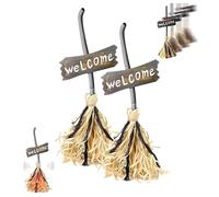Floating Broom Halloween, Floating Witch Broom, Sound & Touch Activated Dancing Witch Brooms with Lights & Spooky Sounds, for Indoor Outdoor Porch Halloween Party Decorations (2Pcs)