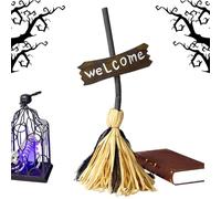 Floating Broom - Witch Broom - Floating Animated Witch Decoration, Realistic Floating Witch Broom with Lights and Sound for Halloween Decoration and Party Prop