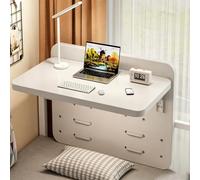Floating Bunk Bed Desk for Dorm Rooms, Foldable Hanging Table with Adjustable Railing Hooks, Wood Space Saving Tray for College Dormitory