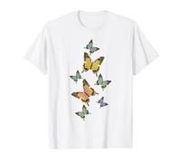 Floating Butterflies in Vintage Broken Colors Value Graphic T-Shirt, Men, White, S