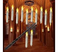 Floating Candle with Wand | Flameless Battery Operated Remote Flickering Candle Sticks with | Halloween Supplies for Haunted House, Themed Parties, Stage Performance