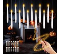 Floating Candles with Battery, 12Pcs Christmas Decoration Candles with Magic Wand Remote, Flickering Flameless Candles Warm Light LED Hanging Candles for Christmas Party Halloween Wedding Decor(12PC)