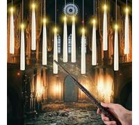 Floating Candles with Magic Wand Remote, 12pcs Flameless Candles, Floating Led Candles, Battery Candles Flickering for Harry Potter, Halloween Decoration Candles for Home Room Ceiling Closet Outdoor