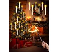 Floating Candles with Wand Remote, 12pcs Flameless Electirc Hanging LED Magic Candles for Home Room Party Table Ceiling Centrepieces Christmas Halloween Decorations